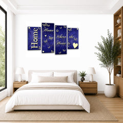 LR Love Quote Home Wall Art Picture – Blue & Cream Framed 4 Panel Split Canvas Print | Ready to Hang | Modern Wall Art for Living Room, Bedroom & Office