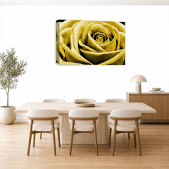 LR Floral Wall Art Picture – Yellow & Mustard Rose Framed Canvas Print | Ready to Hang | Modern Wall Art for Living Room, Bedroom & Office