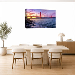 LR Golden Gate Bridge Wall Art Picture – San Francisco Framed Canvas Print | Ready to Hang | Modern Wall Art for Living Room, Bedroom & Office