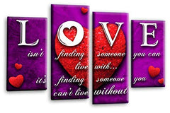 LR Love Wall Art Print Purple Red Heart Quote Framed Split Panel Canvas Picture Ready to Hang