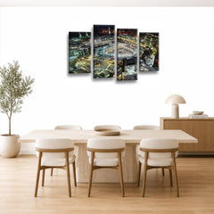 LR Hajj Mecca Islamic Wall Art Picture Framed 4 Panel Split Canvas Print | Ready to Hang | Modern Wall Art for Living Room, Bedroom & Office