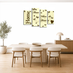 LR Love Quote Home Wall Art Picture – Cream & Brown Framed 4 Panel Split Canvas Print | Ready to Hang | Modern Wall Art for Living Room, Bedroom & Office