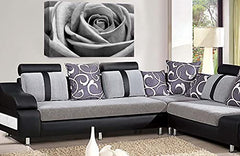 LR Floral Rose Wall Art Grey Canvas Picture Print Flower Framed Panel Ready to Hang