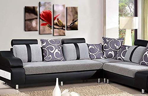 LR Floral Rose Wall Art Picture Red Grey Flower Love Framed Canvas Split Panel Print Ready to Hang