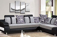 LR Abstract Grey Wall Art Picture White Feather Dream Love Framed Split Canvas Print Ready to Hang