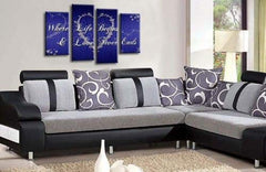 LR Love Wall Art Print Blue Grey Heart Life Quote Home Framed Split Panel Picture Ready to Hang