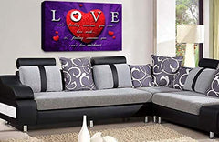 LR Love Quote Wall Art Picture Purple Red Heart Framed Canvas Print Ready to Hang