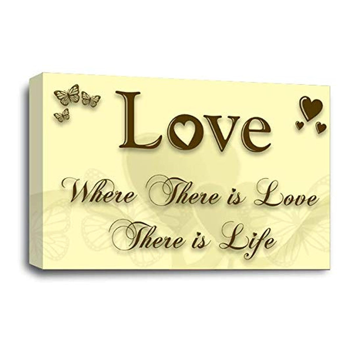 LR Love Quote Wall Art Picture – Cream & Brown Framed Canvas Print | Ready to Hang | Modern Wall Art for Living Room, Bedroom & Office