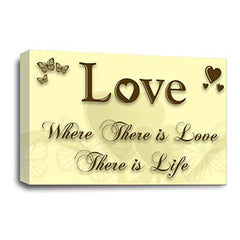 LR Love Quote Wall Art Picture – Cream & Brown Framed Canvas Print | Ready to Hang | Modern Wall Art for Living Room, Bedroom & Office