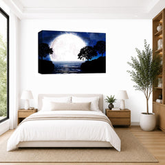 LR Abstract Landscape Wall Art Picture – Blue, Black & White Seascape Framed Canvas Print | Ready to Hang | Modern Wall Art for Living Room, Bedroom & Office