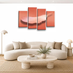 LR Abstract Orange Wall Art Picture – Grey & White Modern Framed 4 Panel Split Canvas Print | Ready to Hang | Modern Wall Art for Living Room, Bedroom & Office