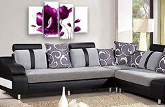 LR Floral Purple Rose Wall Art Picture White Flower Painting Framed Split Canvas Panel Print