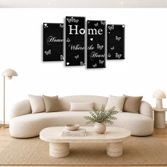 LR Love Quote Home Wall Art Picture – Black & White Framed 4 Panel Split Canvas Print | Ready to Hang | Modern Wall Art for Living Room, Bedroom & Office