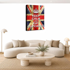 LR Keep Calm Wall Art Picture – Red, Blue & White Typography Framed Canvas Print | Ready to Hang | Modern Wall Art for Living Room, Bedroom & Office