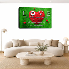 LR Love Quote Wall Art Picture – Red & Green Framed Canvas Print | Ready to Hang | Modern Wall Art for Living Room, Bedroom & Office