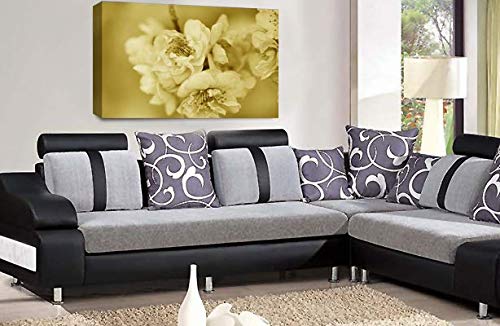 LR Floral Rose Flower Wall Art Picture Brown Cream Blossom Love Framed Canvas Print Ready to Hang