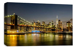 LR New York Skyline Wall Art Picture Brooklyn Bridge USA Framed Canvas Panel Print Ready to Hang
