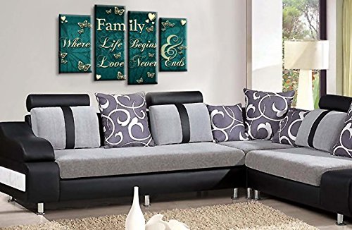LR Family Love Quote Art Print Teal Cream Home Framed Split Canvas Picture Ready to Hang