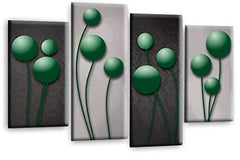 LR Green Floral Rose Wall Art Picture Grey Abstract Flower Love Framed Split Panel Print Ready to Hang