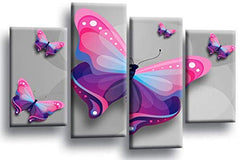 LR Butterfly Heart Wall Art Picture Love Grey Pink Framed Split Canvas Panel Print