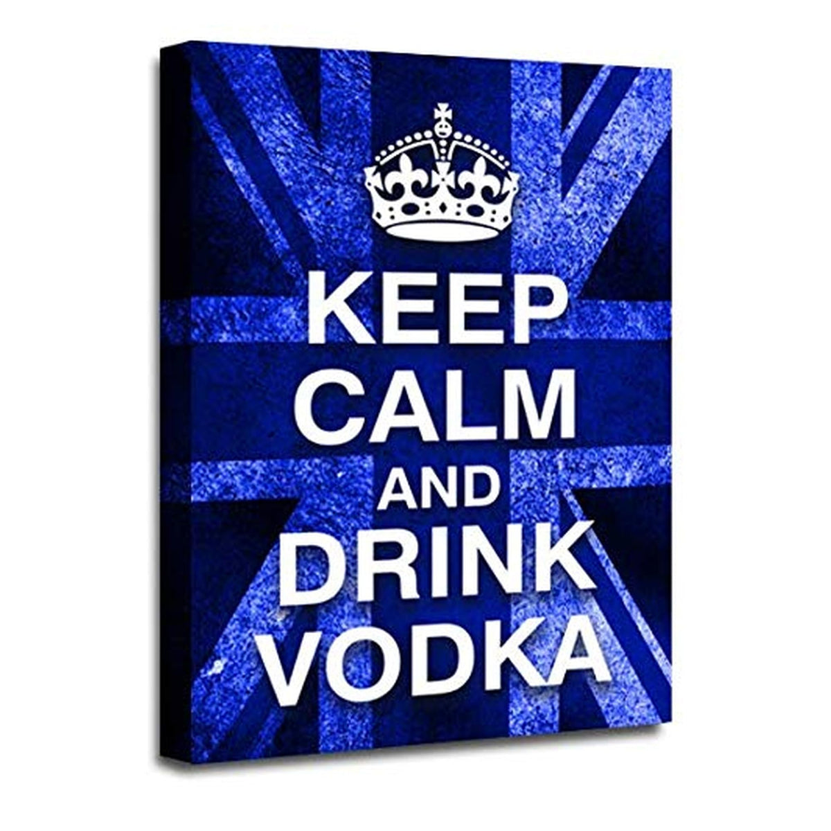 LR Keep Calm Wall Art Picture – Blue & White Typography Framed Canvas Print | Ready to Hang | Modern Wall Art for Living Room, Bedroom & Office