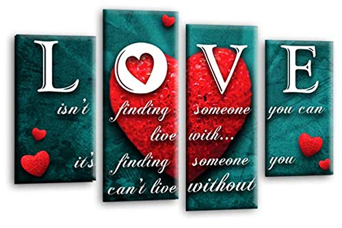 LR Love Quote Wall Art Picture Red Heart Teal Framed Split Panel Canvas Print Ready to Hang