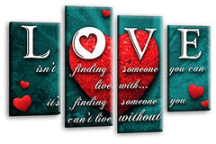LR Love Quote Wall Art Picture Red Heart Teal Framed Split Panel Canvas Print Ready to Hang
