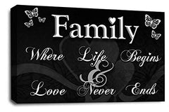 LR Family Love Quote Canvas Art Picture Black White Grey Home Wall Panel Print