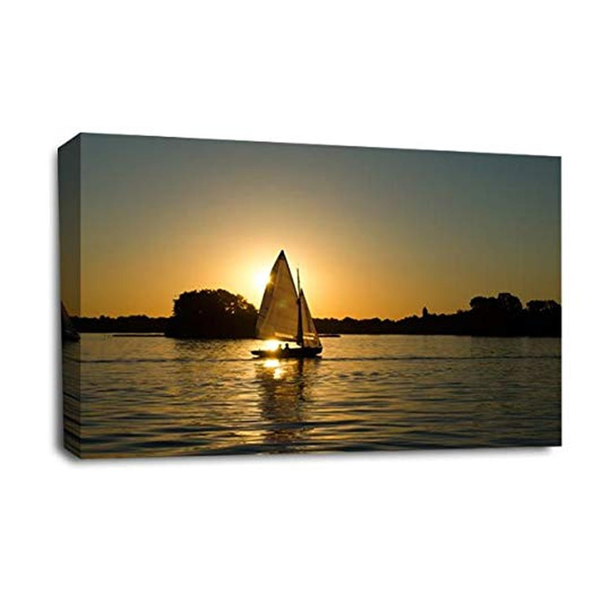LR Sunset Beach Wall Art Picture – Seascape Framed Canvas Print | Ready to Hang | Modern Wall Art for Living Room, Bedroom & Office