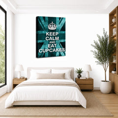 LR Keep Calm Wall Art Picture – Teal & White Typography Framed Canvas Print | Ready to Hang | Modern Wall Art for Living Room, Bedroom & Office