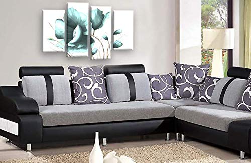 LR Duck Egg Floral Rose Wall Art Picture Flower Painting Framed Split Panel Ready to Hang