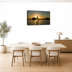 LR Sunset Beach Wall Art Picture – Seascape Framed Canvas Print | Ready to Hang | Modern Wall Art for Living Room, Bedroom & Office