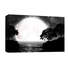 LR Abstract Landscape Wall Art Picture – Grey, Black & White Seascape Framed Canvas Print | Ready to Hang | Modern Wall Art for Living Room, Bedroom & Office