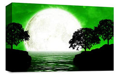 LR Abstract Landscape Wall Art Picture – Green, Black & White Seascape Framed Canvas Print | Ready to Hang | Modern Wall Art for Living Room, Bedroom & Office