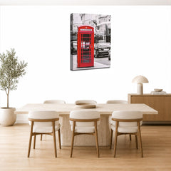 LR London Red Phone Box Wall Art Picture – Cityscape Framed Canvas Print | Ready to Hang | Modern Wall Art for Living Room, Bedroom & Office