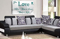 LR Love Quote Wall Art Canvas Teal White Framed Home Family Picture Print Ready to Hang
