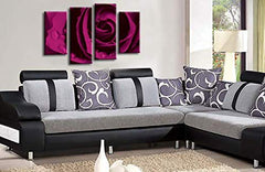 LR Floral Rose Wall Art Picture Grey Purple Flower Framed Canvas Split Panel Print