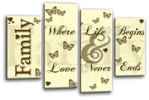 LR Family Love Quote Wall Art Picture Cream Brown Framed Split Panel Print Ready to Hang
