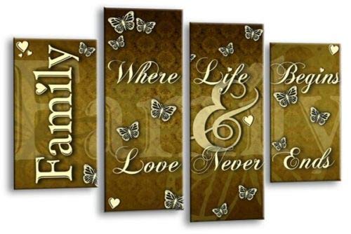 LR Family Love Quote Wall Art Picture Brown Cream Framed Split Panel Print Ready to Hang