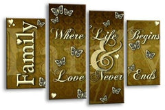 LR Family Love Quote Wall Art Picture Brown Cream Framed Split Panel Print Ready to Hang
