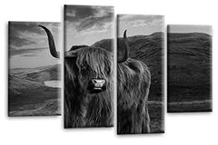 LR Large Highland Cattle Canvas Art Picture Scottish Animal Cow Split Wall Panel Print