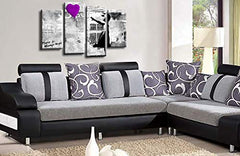 LR Banksy Heart Art Print Purple Grey Framed Canvas Split Panel Wall Picture Ready to Hang
