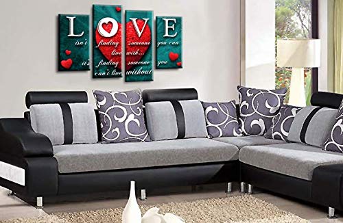 LR Love Quote Wall Art Picture Red Heart Teal Framed Split Panel Canvas Print Ready to Hang