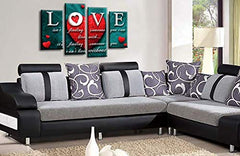 LR Love Quote Wall Art Picture Red Heart Teal Framed Split Panel Canvas Print Ready to Hang