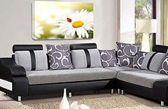 LR Floral Wall Art Print Yellow White Rose Poppy Flower Framed Canvas Panel Picture Ready to Hang
