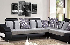 LR Abstract Wall Art Canvas Picture Black White Grey Circles Home Framed Split Panel Print Ready to Hang