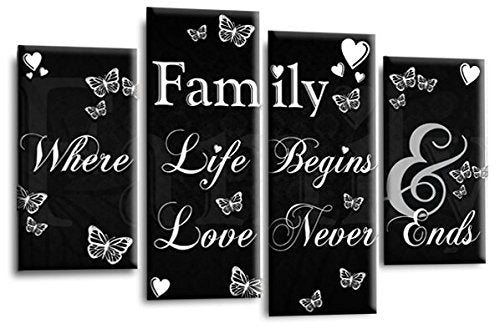 LR Family Love Quote Wall Art Picture Black White Framed Split Panel Print Ready to Hang