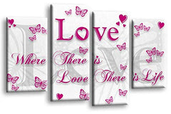 LR Love Quote Canvas Art Picture White Pink Grey Family Home Split Wall Panel Print