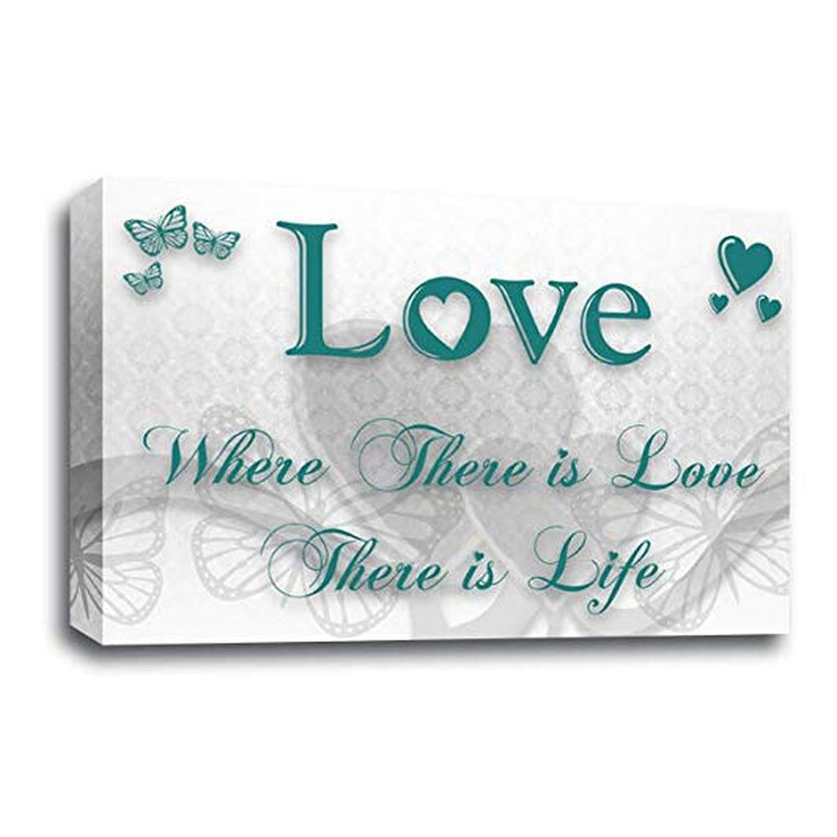 LR Love Quote Wall Art Picture – Teal & White Framed Canvas Print | Ready to Hang | Modern Wall Art for Living Room, Bedroom & Office