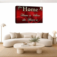 LR Home Love Quote Wall Art Picture – Red & Cream Framed Canvas Print | Ready to Hang | Modern Wall Art for Living Room, Bedroom & Office